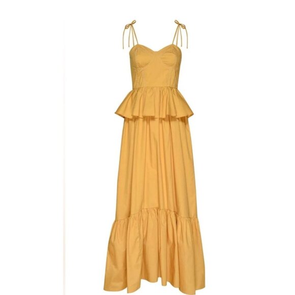 NWT Misa Los Angeles Rosie Cotton Poplin Maxi Dress Sweetheart Neckline Yellow L - Picture 10 of 16